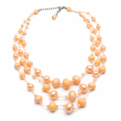 NASZYJNIK / WISIOREK Z BRZOSKWINIOWYMI KORALIKAMI (N-0602/5/3R A SAM C)