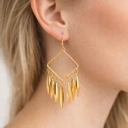 KOLCZYKI ZŁOTE WISZĄCE ROMBY                                                                              (0615-538) - 2