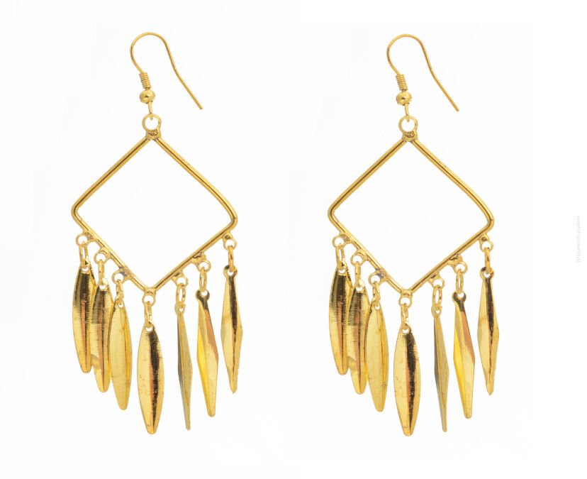 KOLCZYKI ZŁOTE WISZĄCE ROMBY                                                                              (0615-538)