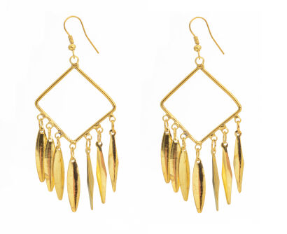 KOLCZYKI ZŁOTE WISZĄCE ROMBY                                                                              (0615-538)