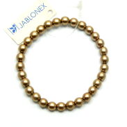 BRANSOLETKA KLASYCZNA BEŻOWO-ZŁOTA Z DROBNYCH PEREŁEK JABLONEX (BRPR-25 SAH) - 2