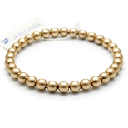 BRANSOLETKA KLASYCZNA BEŻOWO-ZŁOTA Z DROBNYCH PEREŁEK JABLONEX (BRPR-25 SAH)