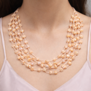 NASZYJNIK / WISIOREK Z BRZOSKWINIOWYMI KORALIKAMI (N-0306/10/6R A-4 SAM B) - 2