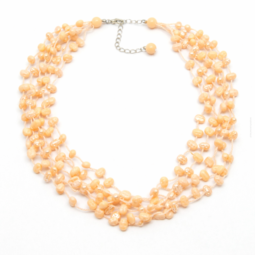 NASZYJNIK / WISIOREK Z BRZOSKWINIOWYMI KORALIKAMI (N-0306/10/6R A-4 SAM B)