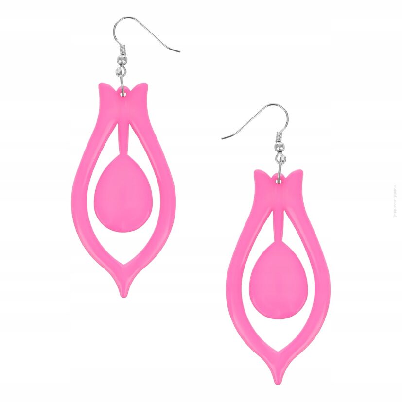 KOLCZYKI PLASTIKOWE WISZĄCE RÓŻOWE                                            (0605-1010 SAH)