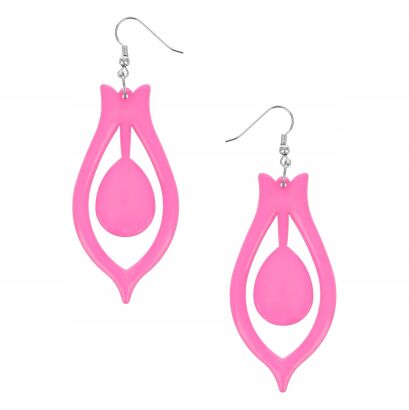 KOLCZYKI PLASTIKOWE WISZĄCE RÓŻOWE                                            (0605-1010 SAH)