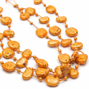 NASZYJNIK / WISIOREK Z POMARAŃCZOWYMI KORALIKAMI (MAX-02064 B SAM B) - 4