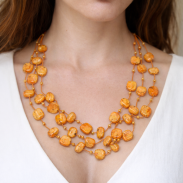 NASZYJNIK / WISIOREK Z POMARAŃCZOWYMI KORALIKAMI (MAX-02064 B SAM B) - 2