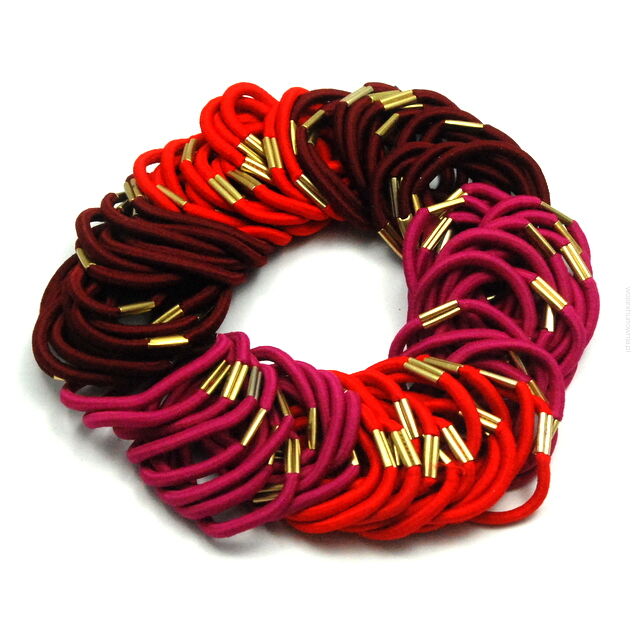 GUMKI DO WŁOSÓW ŚREDNIE CZERWONE Z BLASZKĄ (100 SZTUK) R4/MIX/3