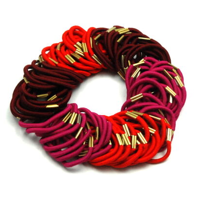 GUMKI DO WŁOSÓW ŚREDNIE CZERWONE Z BLASZKĄ (100 SZTUK) R4/MIX/3