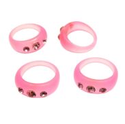 PIERŚCIONKI /OBRĄCZKI Z CYRKONIAMI RÓŻOWE 15 SZTUK                                         (0617-531 SA) - 2