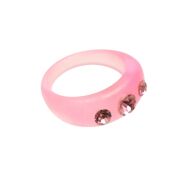 PIERŚCIONKI /OBRĄCZKI Z CYRKONIAMI RÓŻOWE 15 SZTUK                                         (0617-531 SA) - 3