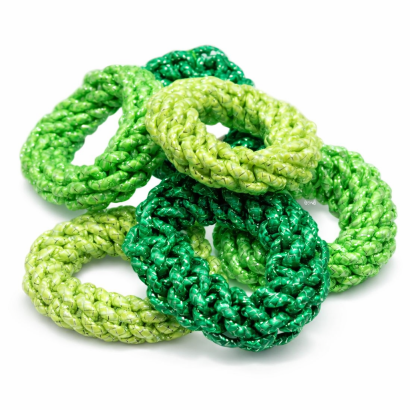 GUMKI DO WŁOSÓW OPONKI DUŻE ZIELONE PLECIONE 12 SZTUK (0294-07 H)