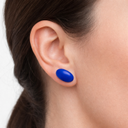 KLASYCZNE KOLCZYKI OWALNE NIEBIESKIE 0611-04 - 3