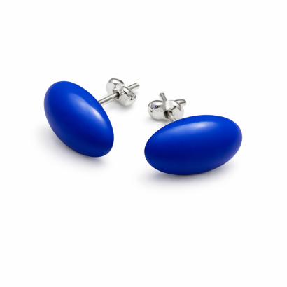 KLASYCZNE KOLCZYKI OWALNE NIEBIESKIE 0611-04