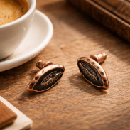 KOLCZYKI MAŁE MOTYW ZIARNA KAWY W KOLORZE MIEDZIANYM 0605-19 - 3