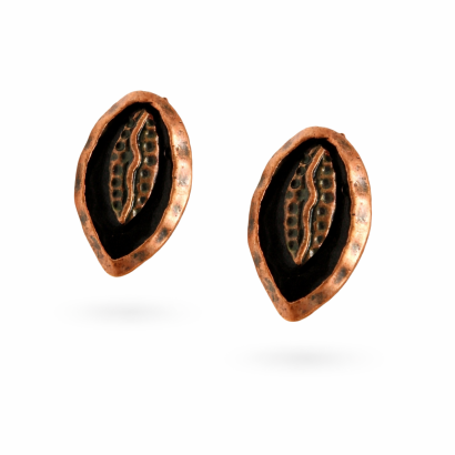 KOLCZYKI MAŁE MOTYW ZIARNA KAWY W KOLORZE MIEDZIANYM 0605-19