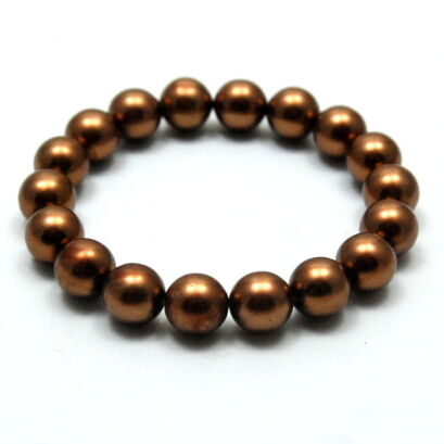 BRANSOLETKA KLASYCZNA BRĄZOWA Z PEREŁEK JABLONEX (BRPR-21 SAH)