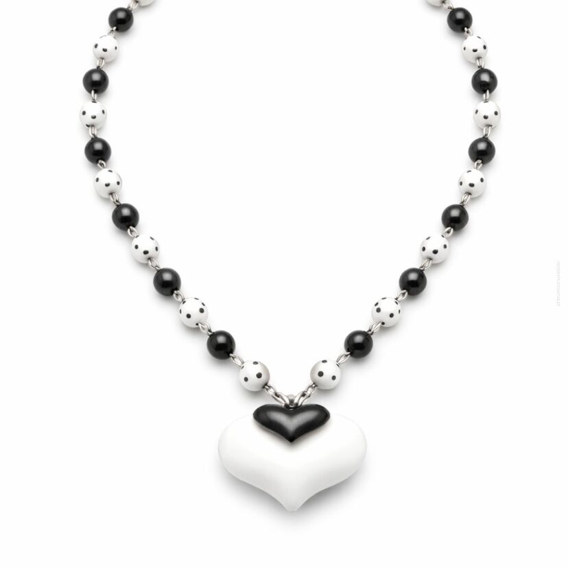 KORALE / NASZYJNIK BIAŁO CZARNY 