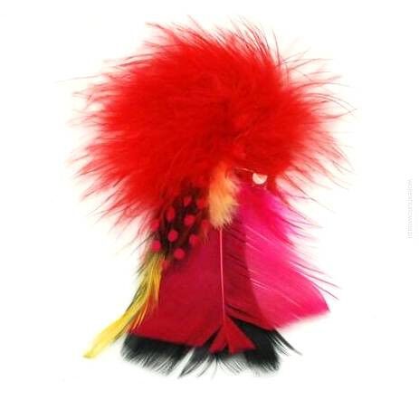 BROSZKA KOLOROWA Z PIÓRAMI CZERWONA 0615-38