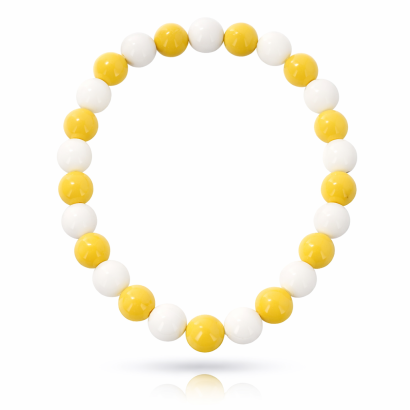 KORALE NA GUMCE BIAŁO ŻÓŁTE 0611-1026