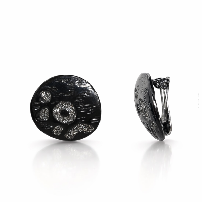 KLIPSY CZARNE OZDOBNE CANTO – WŁOSKI STYL I PONADCZASOWA KLASYKA  (7533-22 SA)