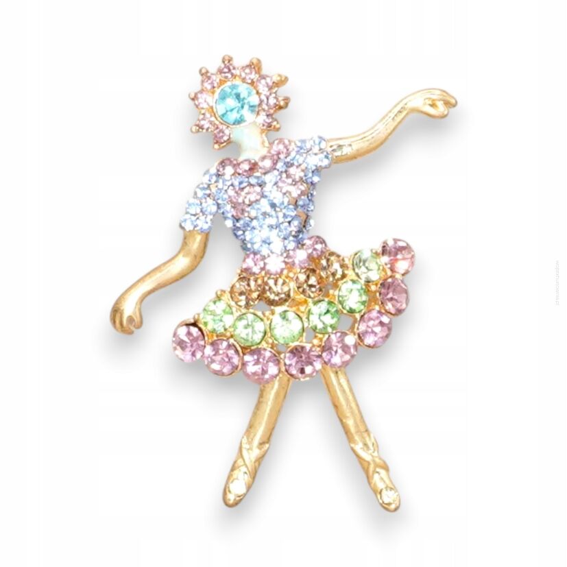 BROSZKA METALOWA Z CYRKONIAMI – TAŃCZĄCA BALETNICA                              (6106-3 SA)