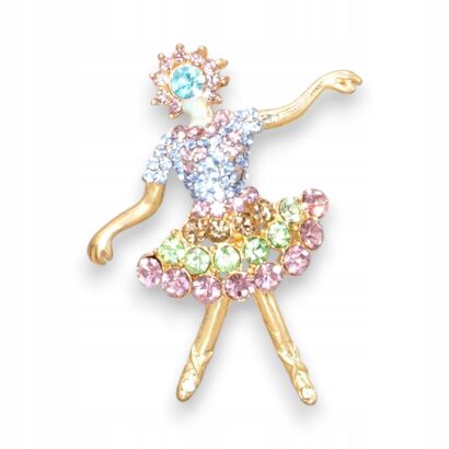 BROSZKA METALOWA Z CYRKONIAMI – TAŃCZĄCA BALETNICA                              (6106-3 SA)