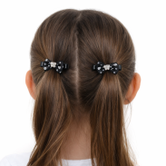 SPINKI DO WŁOSÓW DZIECIĘCE KOKARDKI CZARNE 4 SZTUKI (0226-6 SAH) - 3