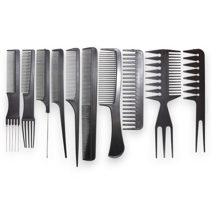 ZESTAW GRZEBIENI FRYZJERSKICH 10 SZTUK                      (179-080)