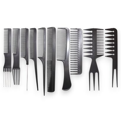 ZESTAW GRZEBIENI FRYZJERSKICH 10 SZTUK                      (179-080)