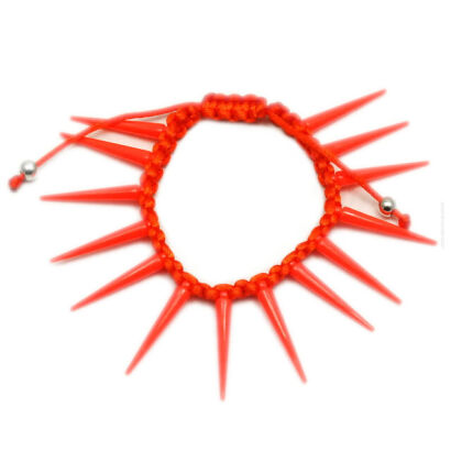 BRANSOLETKA  REGULOWANA SZNURECZKIEM Z KOLCAMI POMARAŃCZOWA                                                                           (0608-263 SAH)