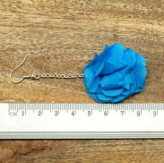 KOLCZYKI Z MATERIAŁU NIEBIESKIE- WISZĄCE KWIATY                                                                        (0611-85 SAH) - 3