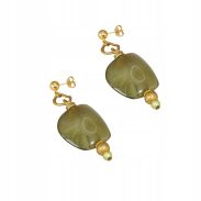 ELEGANCKIE KOLCZYKI WISZĄCE MARKI CANTO – ZŁOTE Z ZIELONYM KAMIENIEM           (7533-24 SA) - 2