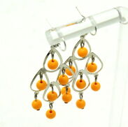 KOLCZYKI WISZĄCE Z KORALIKAMI W KOLORZE ŻÓŁTYM                                                                   (0615-175) - 2