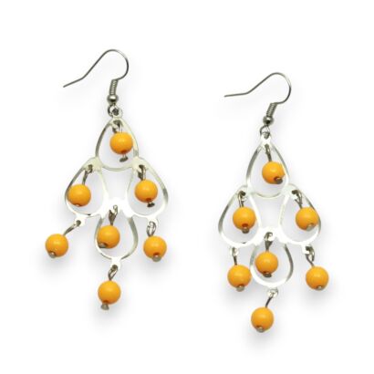 KOLCZYKI WISZĄCE Z KORALIKAMI W KOLORZE ŻÓŁTYM                                                                   (0615-175)