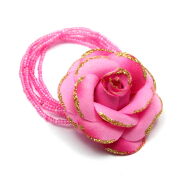 GUMKI DO WŁOSÓW Z KORALIKAMI - OZDOBNE KWIATKI  MIX KOLOR(12 SZTUK) 0214-516 - 2