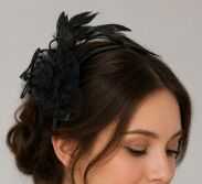 OPASKA/ FASCYNATOR DO WŁOSÓW CZARNA Z PIÓRAMI (OPFA-4 SAH) - 4