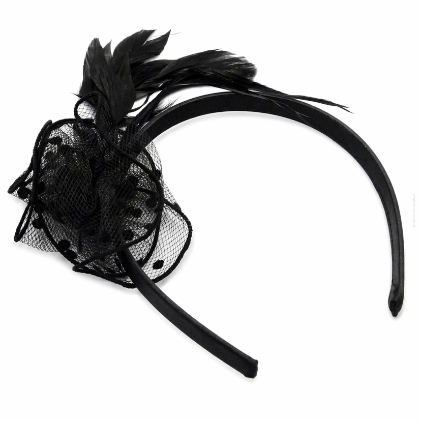 OPASKA/ FASCYNATOR DO WŁOSÓW CZARNA Z PIÓRAMI (OPFA-4 SAH)