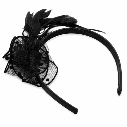 OPASKA/ FASCYNATOR DO WŁOSÓW CZARNA Z PIÓRAMI (OPFA-4 SAH)