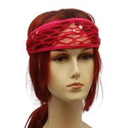 OPASKA NA GŁOWĘ ELASTYCZNA DAMSKA NA GUMCE CZERWONA (8802-2 SAM) - 3