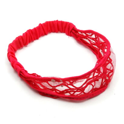 OPASKA NA GŁOWĘ ELASTYCZNA DAMSKA NA GUMCE CZERWONA (8802-2 SAM)