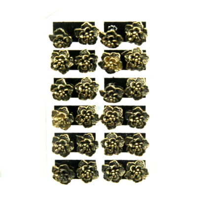 KOLCZYKI NA PALETCE KWIATKI (12 PAR) ZŁOTE VINTAGE 0604-113
