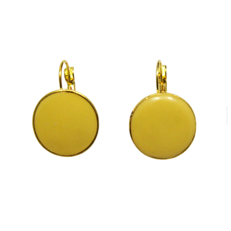 KOLCZYKI WISZĄCE EMALIOWANE ŻÓŁTE OKRĄGŁE (1658-2 SAM)