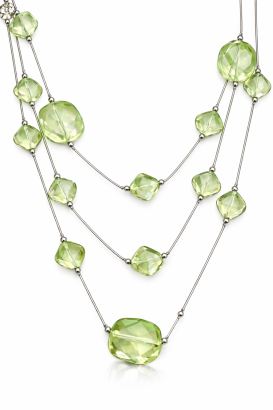 NASZYJNIK DŁUGI JASNOZIELONY DŁUGI 3-RZĘDOWY MODERN (0665--03 SAH)