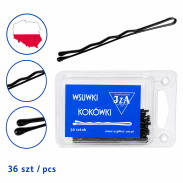 WSUWKA CZARNA KARBOWANA 2 KULKI 6 CM 36 SZTUK  (306/36) - 2
