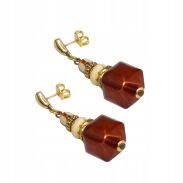 KOLCZYKI WISZĄCE CANTO – ZŁOTY BLASK I BRĄZOWY AKCENT (7533-18 SA) - 2