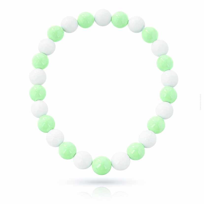 KORALE NA GUMCE BIAŁO ZIELONE 0611-1024