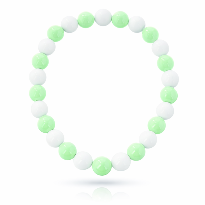 KORALE NA GUMCE BIAŁO ZIELONE 0611-1024