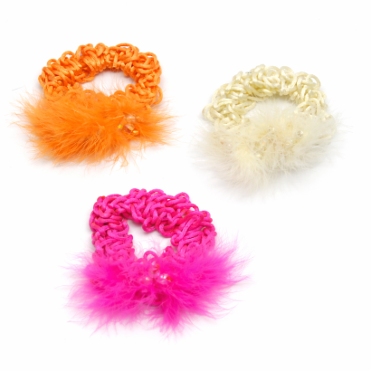 GUMKI DO WŁOSÓW PLECIONE Z PIÓRKAMI 3 SZTUKI (0290-16 SAM)